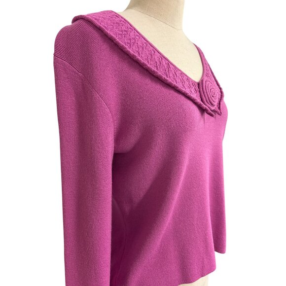 Vintage Sigrid Olsen Sport Petite M Knit Sweater Pink Rayon/Nylon Long Sleeve - Picture 4 of 13